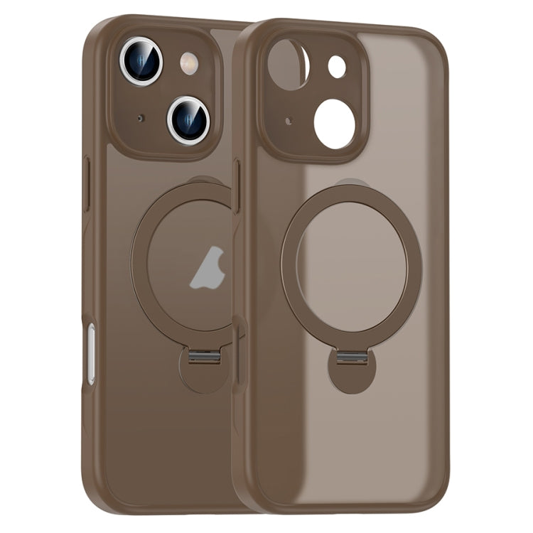For iPhone 14 Matte Texture 360 Degree Rotary Tone Holder MagSafe Phone Case