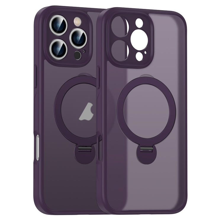 For iPhone 13 Pro Matte Texture 360 Degree Rotary Tone Holder MagSafe Phone Case