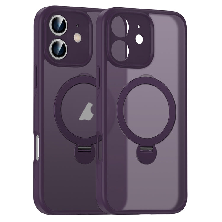 For iPhone 11 Matte Texture 360 Degree Rotary Tone Holder MagSafe Phone Case