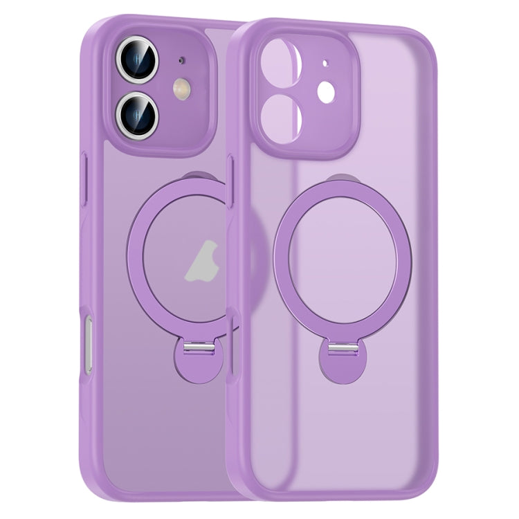 For iPhone 11 Matte Texture 360 Degree Rotary Tone Holder MagSafe Phone Case