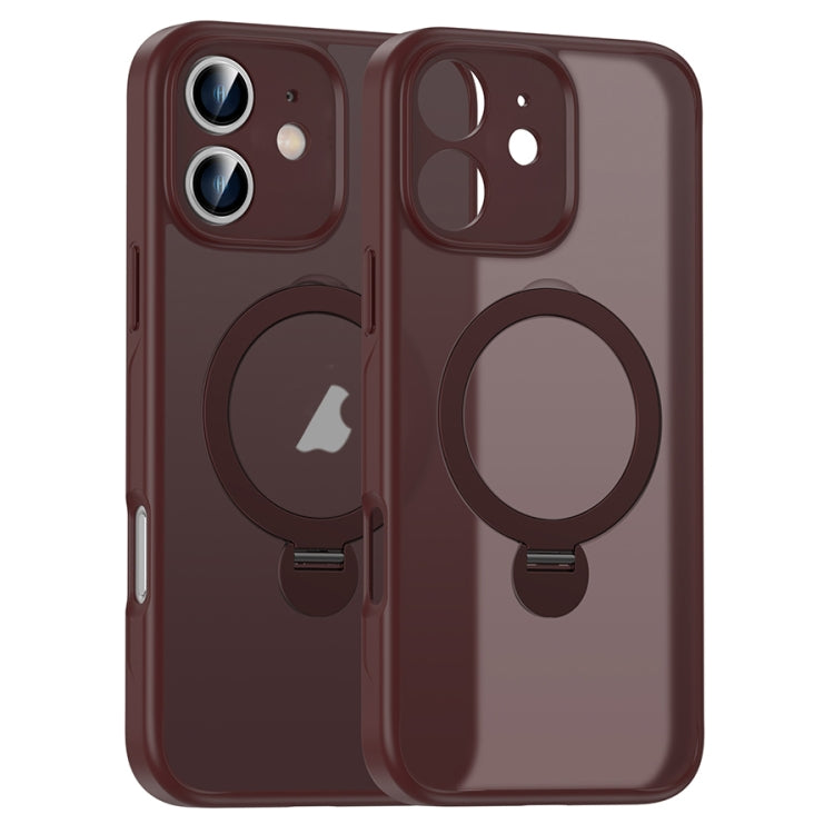 For iPhone 11 Matte Texture 360 Degree Rotary Tone Holder MagSafe Phone Case