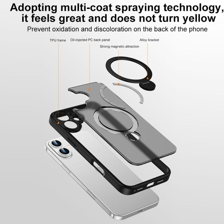 For iPhone 12 Pro Max Matte Texture 360 Degree Rotary Tone Holder MagSafe Phone Case