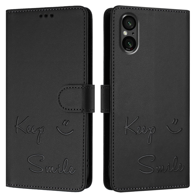 For Sony Xperia 1 V 5G Smile Embossing RFID Leather Phone Case