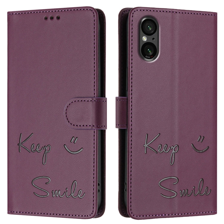 For Sony Xperia 1 V 5G Smile Embossing RFID Leather Phone Case