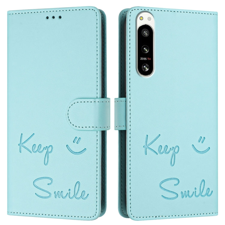 For Sony Xperia 5 IV Smile Embossing RFID Leather Phone Case