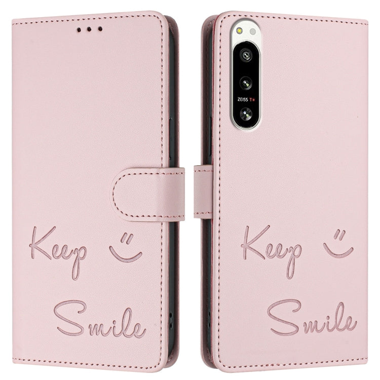 For Sony Xperia 5 IV Smile Embossing RFID Leather Phone Case