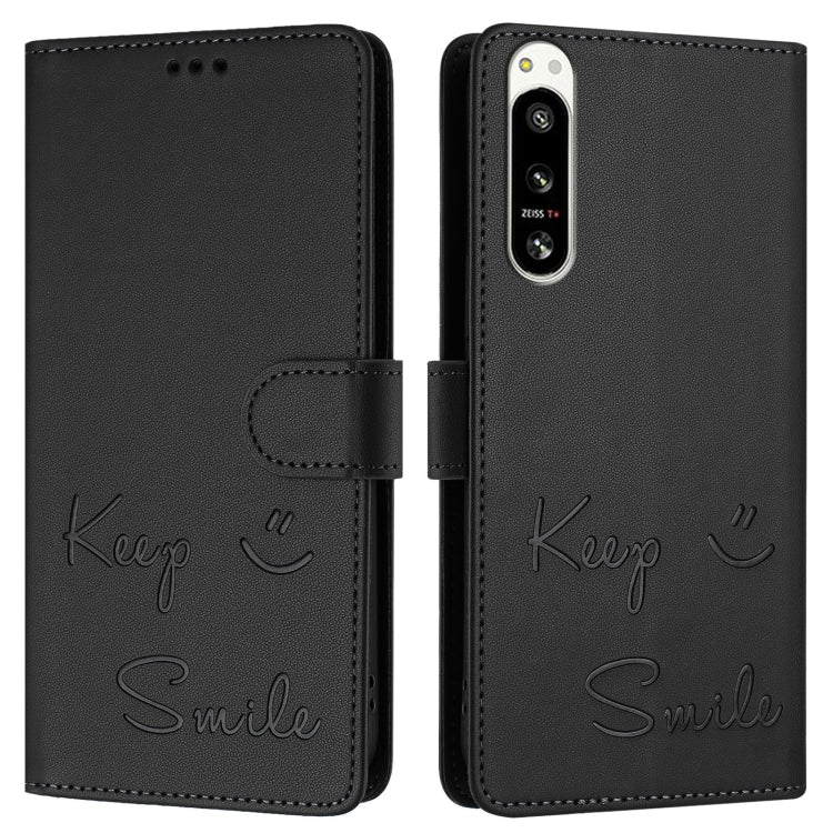 For Sony Xperia 5 IV Smile Embossing RFID Leather Phone Case
