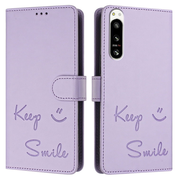 For Sony Xperia 5 IV Smile Embossing RFID Leather Phone Case