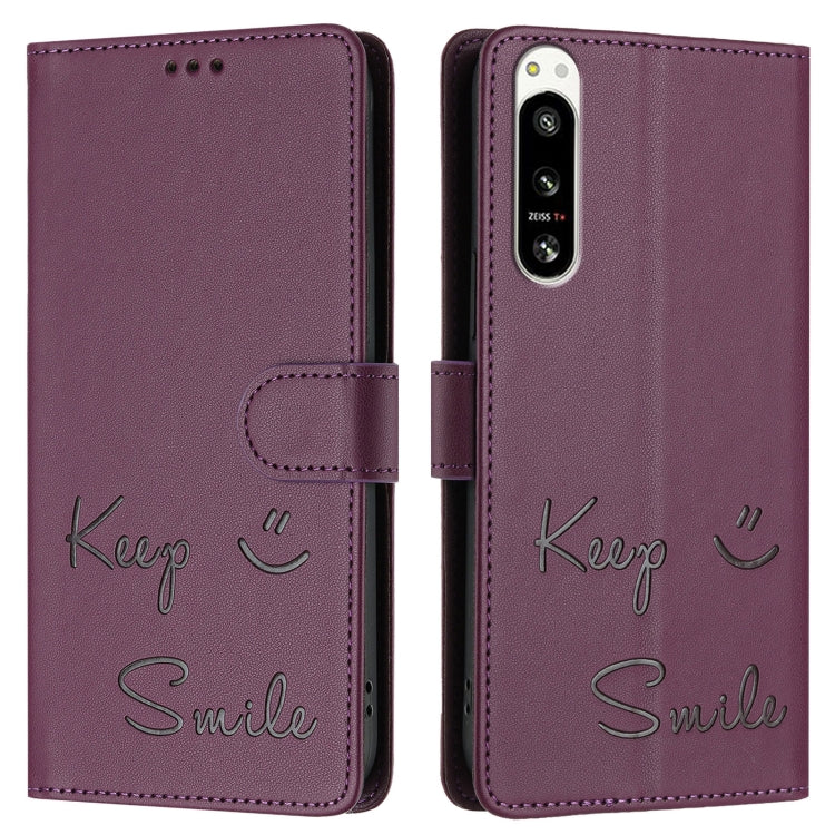 For Sony Xperia 5 IV Smile Embossing RFID Leather Phone Case