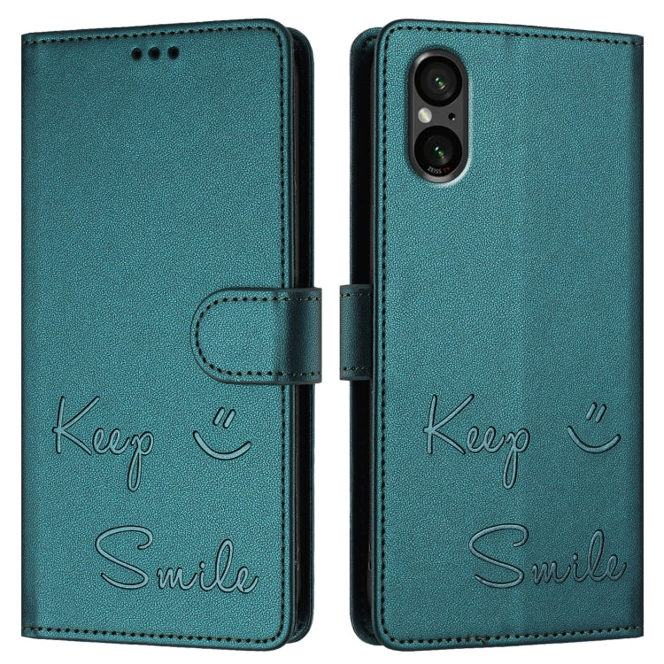 For Sony Xperia 5 V Smile Embossing RFID Leather Phone Case