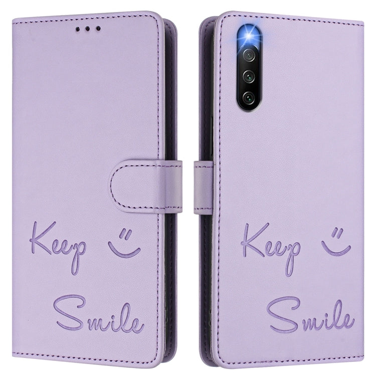 For Sony Xperia 10 IV Smile Embossing RFID Leather Phone Case