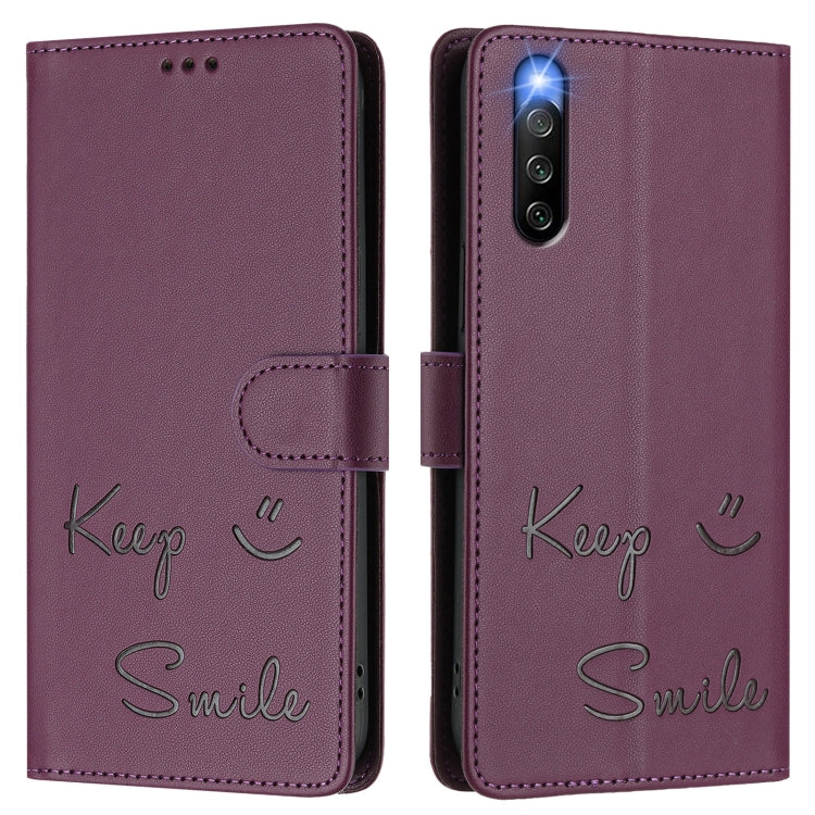For Sony Xperia 10 IV Smile Embossing RFID Leather Phone Case