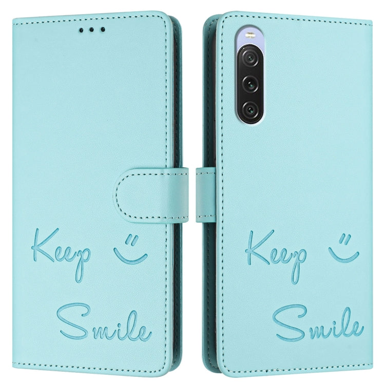 For Sony Xperia 10 V 4G Smile Embossing RFID Leather Phone Case