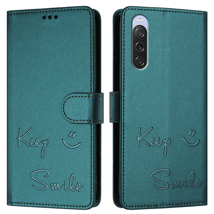 For Sony Xperia 10 V 4G Smile Embossing RFID Leather Phone Case