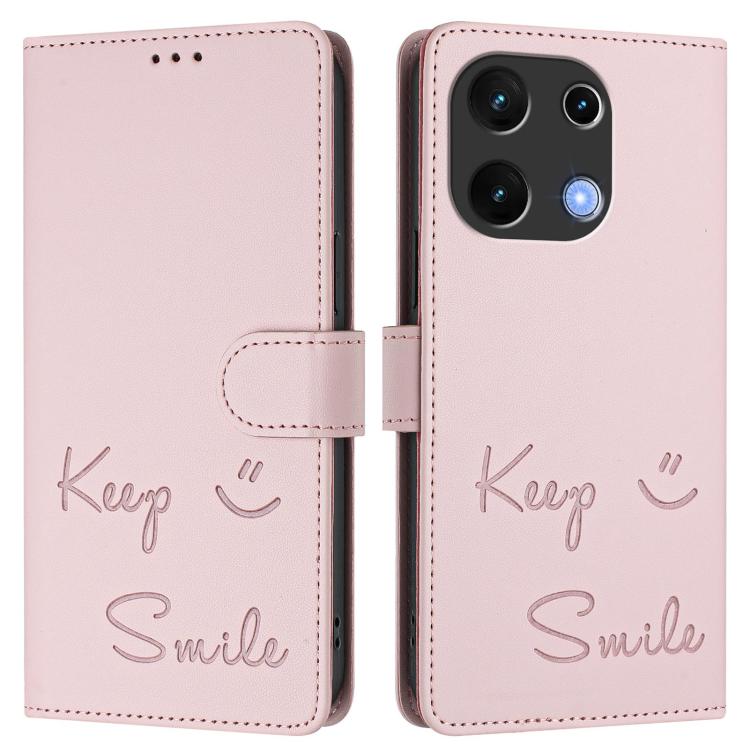 For UMIDIGI Note 100 Smile Embossing RFID Leather Phone Case