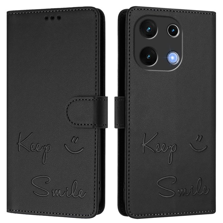 For UMIDIGI Note 100 Smile Embossing RFID Leather Phone Case