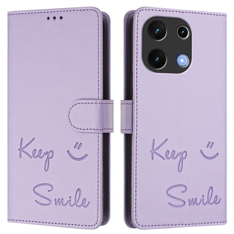 For UMIDIGI Note 100 Smile Embossing RFID Leather Phone Case