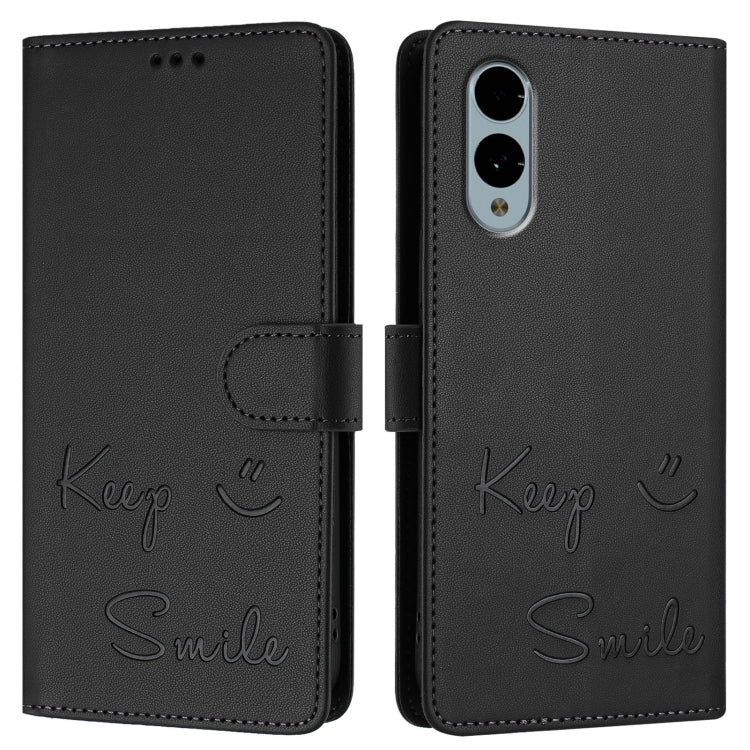 For Fujitsu Arrows We2 Smile Embossing RFID Leather Phone Case