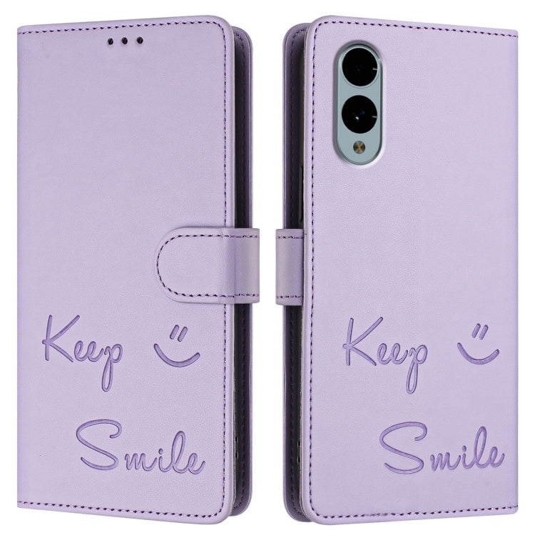 For Fujitsu Arrows We2 Smile Embossing RFID Leather Phone Case