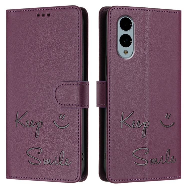 For Fujitsu Arrows We2 Smile Embossing RFID Leather Phone Case
