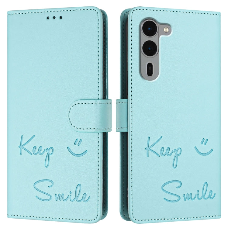 For Fujitsu Arrows We2 Plus Smile Embossing RFID Leather Phone Case