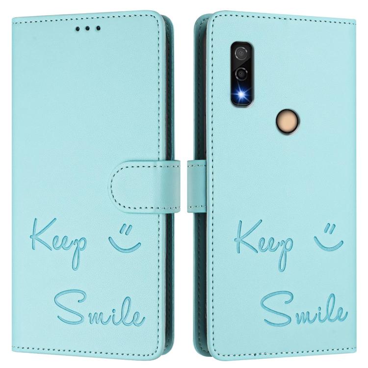 For Fujitsu Arrows We3 Smile Embossing RFID Leather Phone Case