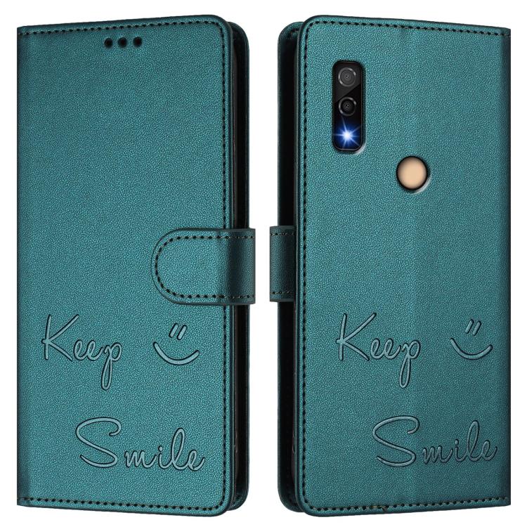 For Fujitsu Arrows We3 Smile Embossing RFID Leather Phone Case