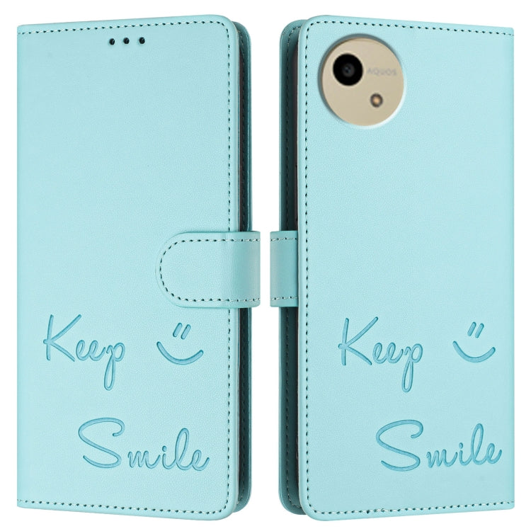 For Sharp Aquos wish4 Smile Embossing RFID Leather Phone Case
