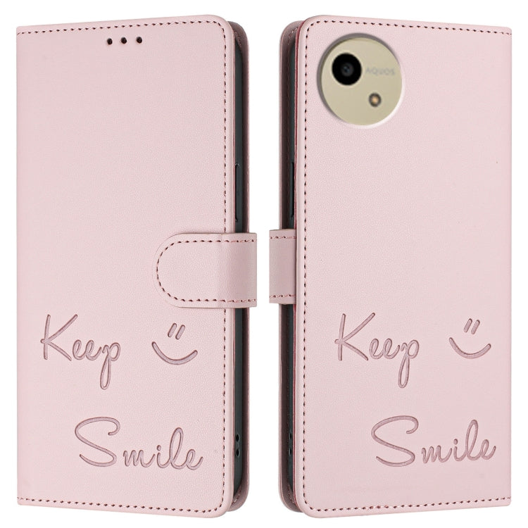For Sharp Aquos wish4 Smile Embossing RFID Leather Phone Case