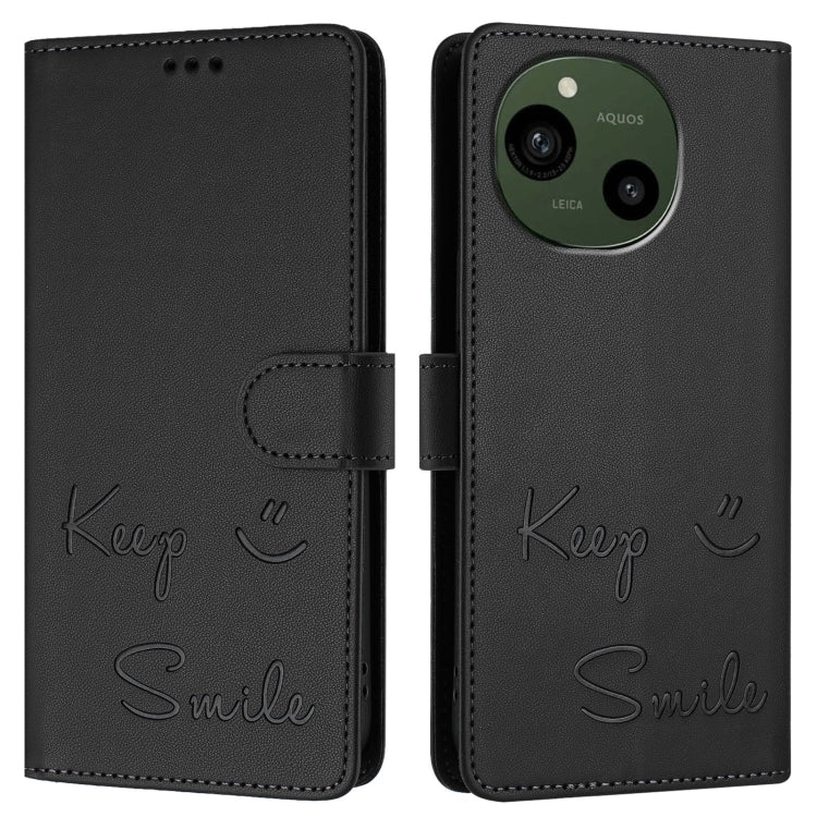 For Sharp Aquos R9 Smile Embossing RFID Leather Phone Case