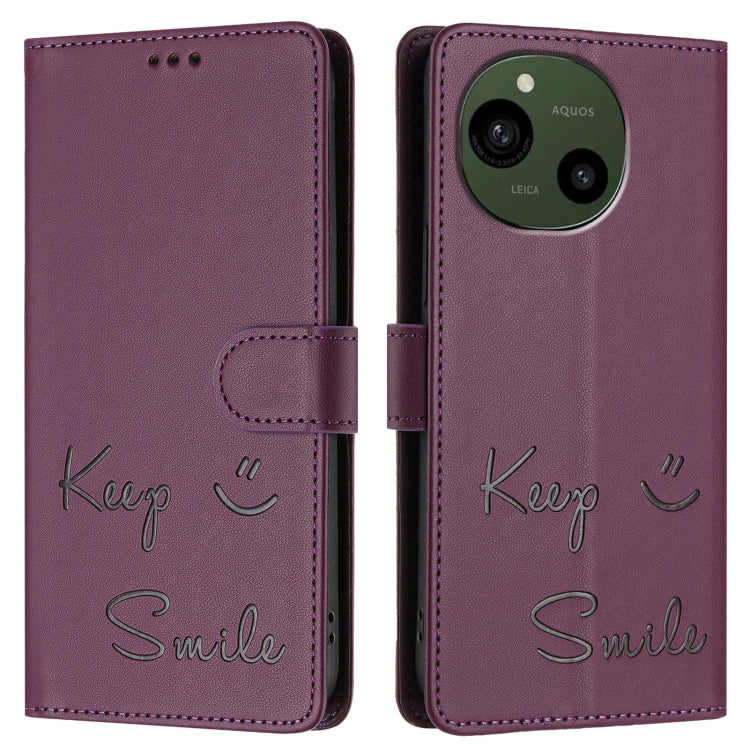 For Sharp Aquos R9 Smile Embossing RFID Leather Phone Case