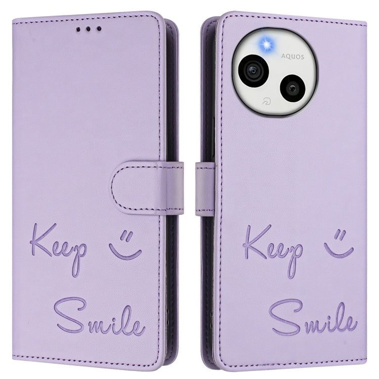 For Sharp Aquos Sense9 Smile Embossing RFID Leather Phone Case