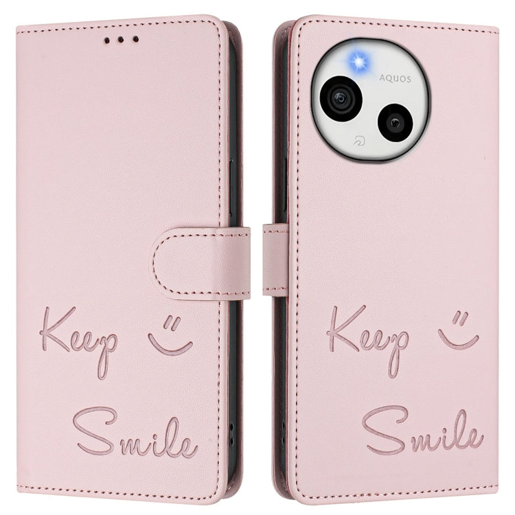For Sharp Aquos Sense9 Plus Smile Embossing RFID Leather Phone Case