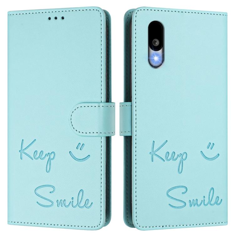 For Sharp Basio Active3 Smile Embossing RFID Leather Phone Case