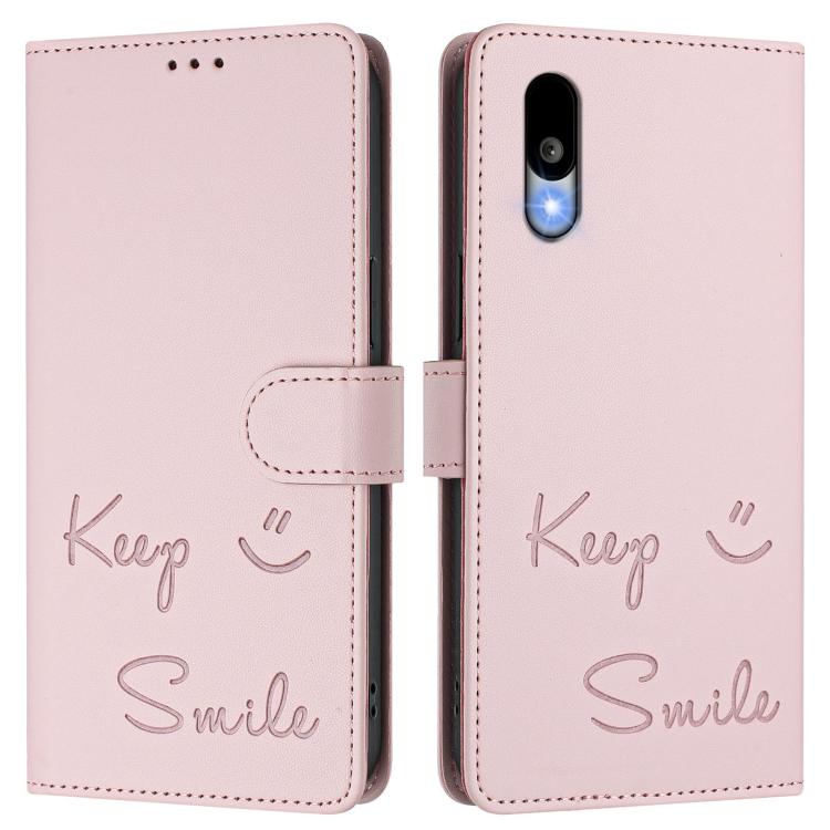 For Sharp Basio Active3 Smile Embossing RFID Leather Phone Case
