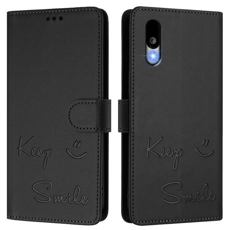 For Sharp Basio Active3 Smile Embossing RFID Leather Phone Case