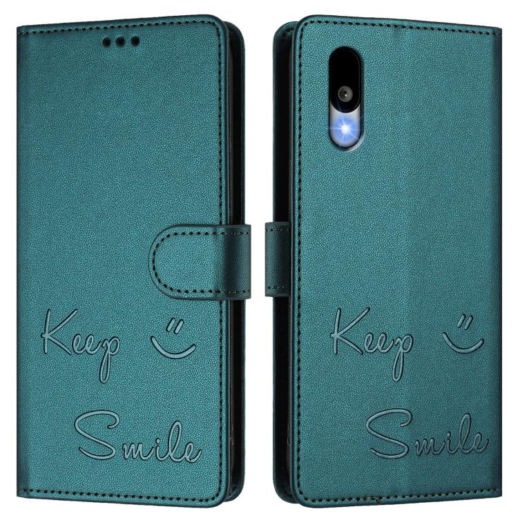 For Sharp Basio Active3 Smile Embossing RFID Leather Phone Case