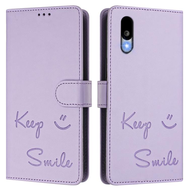 For Sharp Basio Active3 Smile Embossing RFID Leather Phone Case