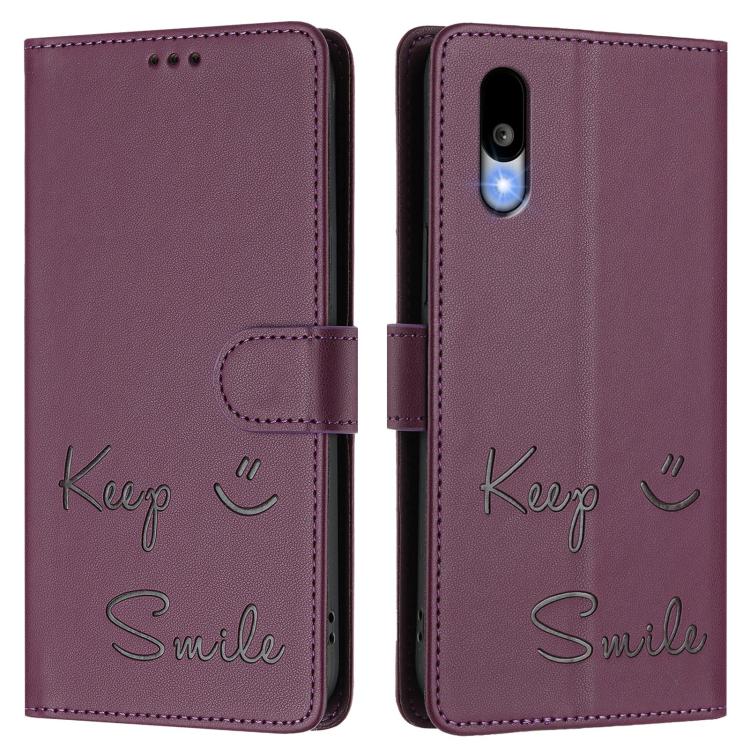 For Sharp Basio Active3 Smile Embossing RFID Leather Phone Case