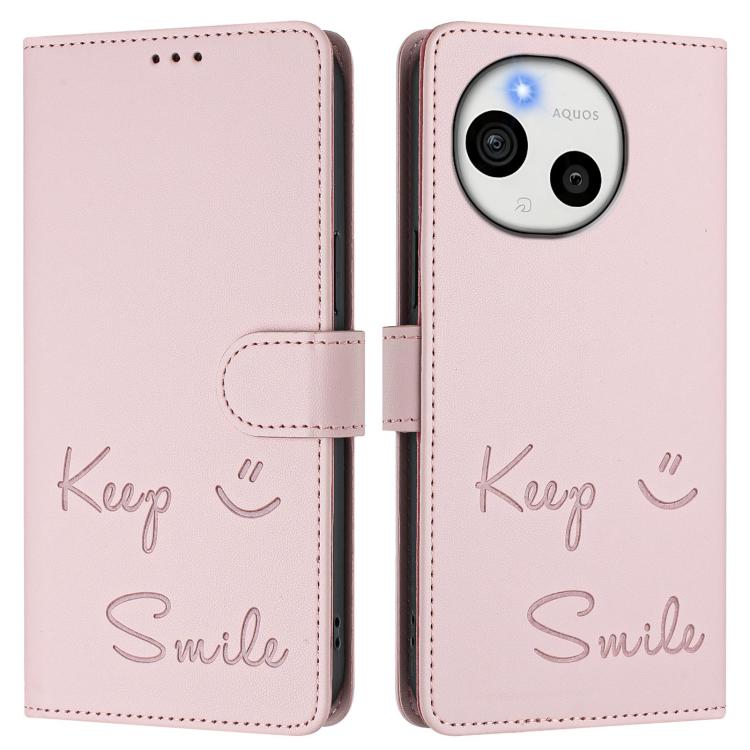 For Sharp Aquos Sense10 Smile Embossing RFID Leather Phone Case