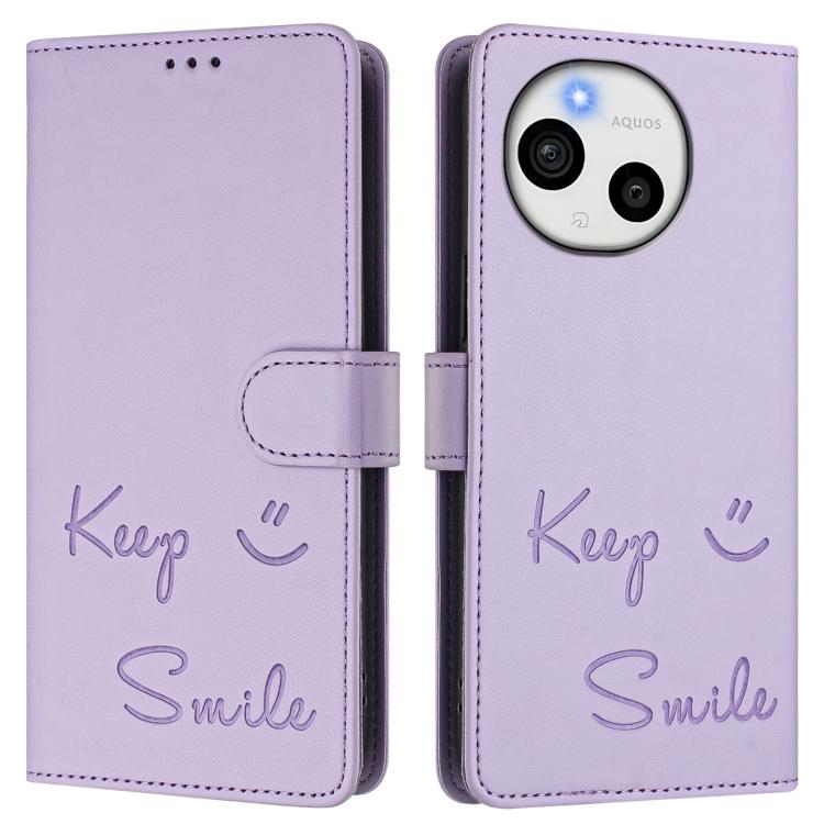 For Sharp Aquos Sense10 Smile Embossing RFID Leather Phone Case