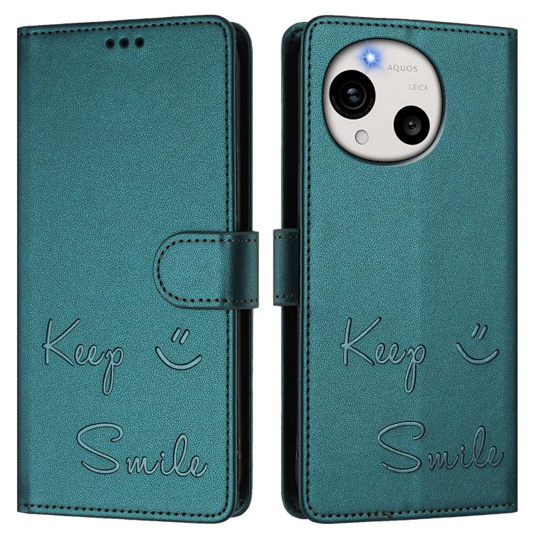 For Sharp Aquos R11 Smile Embossing RFID Leather Phone Case