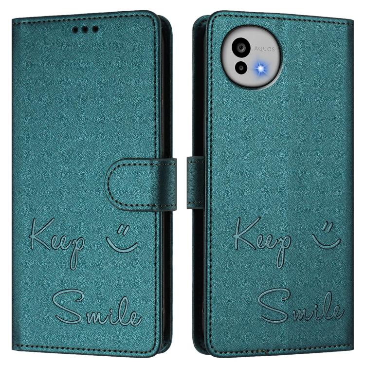 For Sharp Aquos wish6 Smile Embossing RFID Leather Phone Case