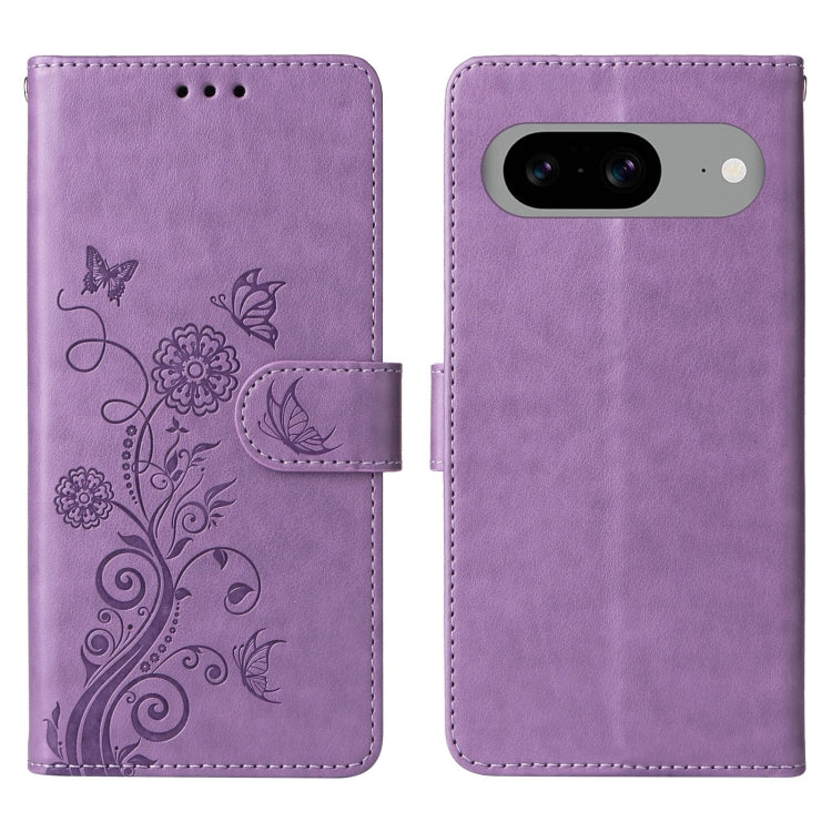 For Google Pixel 8 Embossed Butterfly Flowers Leather Phone Case
