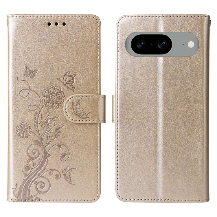 For Google Pixel 8 Embossed Butterfly Flowers Leather Phone Case