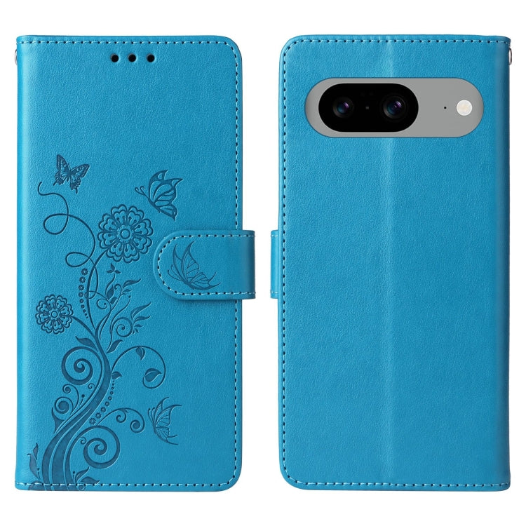 For Google Pixel 8 Embossed Butterfly Flowers Leather Phone Case