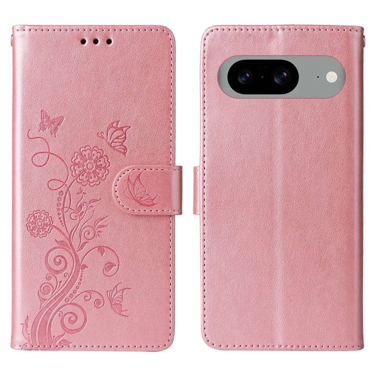 For Google Pixel 8 Embossed Butterfly Flowers Leather Phone Case