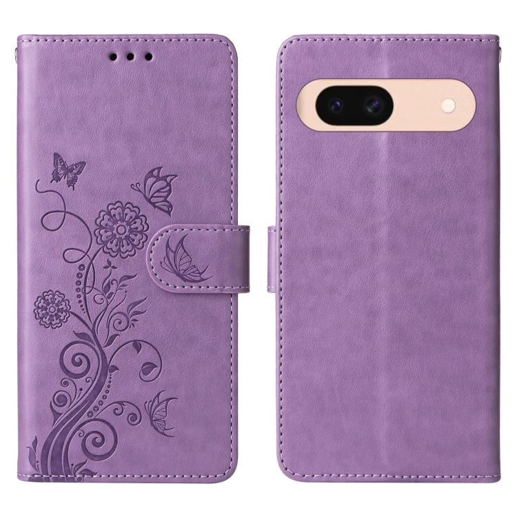 For Google Pixel 8a Embossed Butterfly Flowers Leather Phone Case