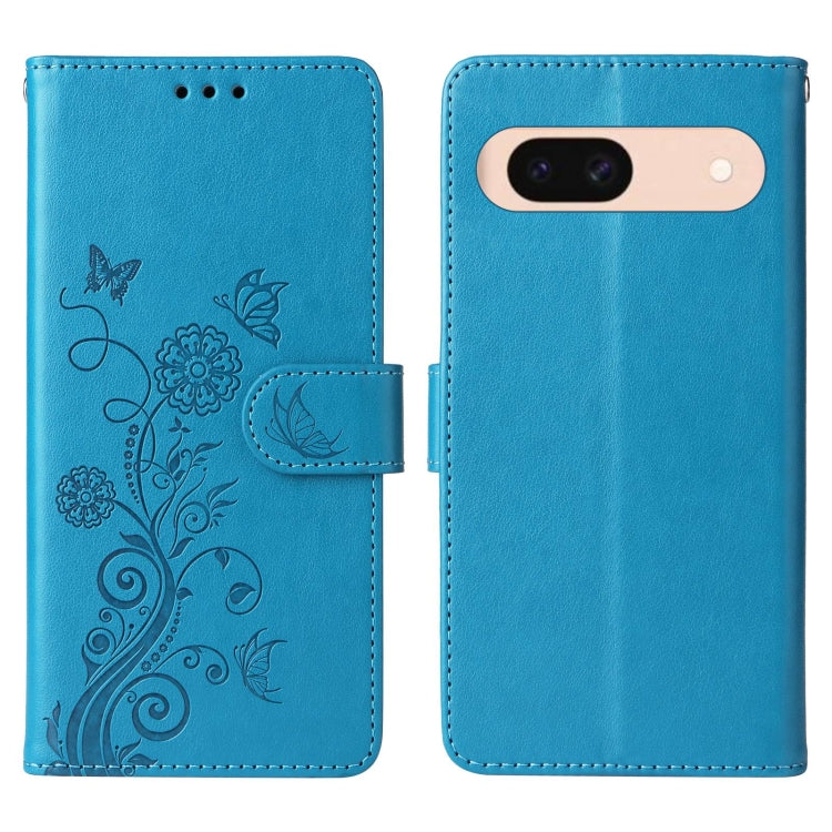 For Google Pixel 8a Embossed Butterfly Flowers Leather Phone Case