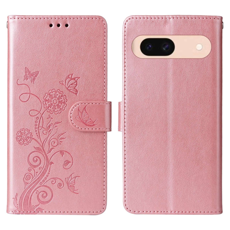 For Google Pixel 8a Embossed Butterfly Flowers Leather Phone Case